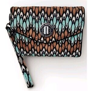 Vera Bradley Sierra Stream Wallet Wristlet Quilted Turn-lock Green Brown…